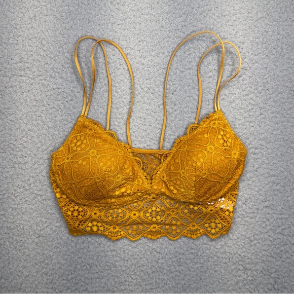 Auden Brallette Women's Small Yellow Mustard Lace Bra Padded Lingerie - Picture 1 of 6